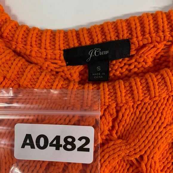 J Crew S Womens Orange Diagonal Cable Knit Crewneck Sweater Fall - Picture 3 of 10